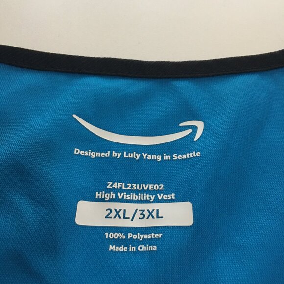 Amazon Blue Employee Uniform High Visibility Vest Sleeveless Zip Up Size 2XL/3XL - Picture 3 of 7